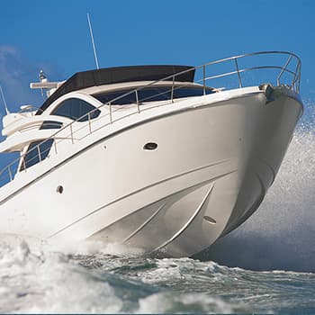 Close up of motorboat sailing among the waves