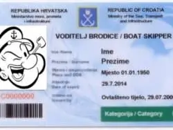 Boat licence issued in Croatia